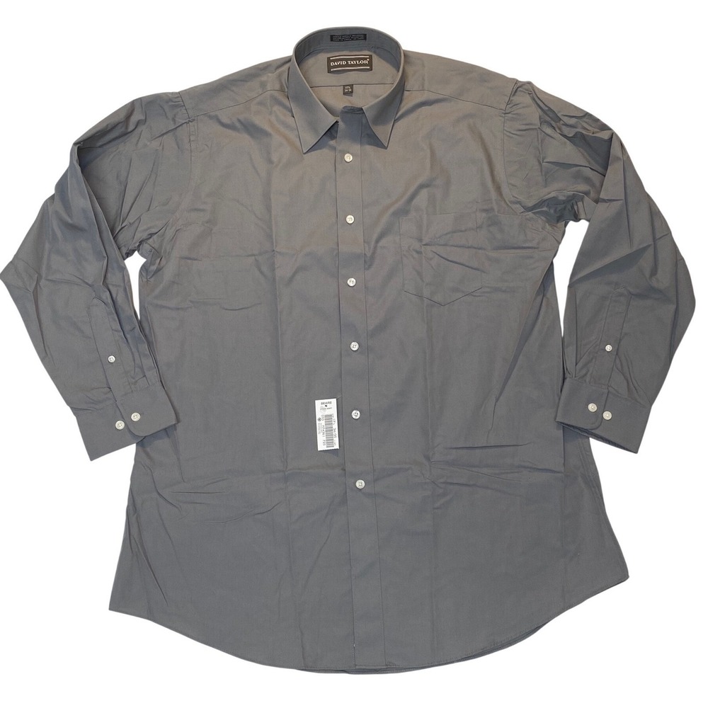 Vintage David‎ Taylor Gray Dress Shirt Men's 17.5 34/35 Button Front Sears
